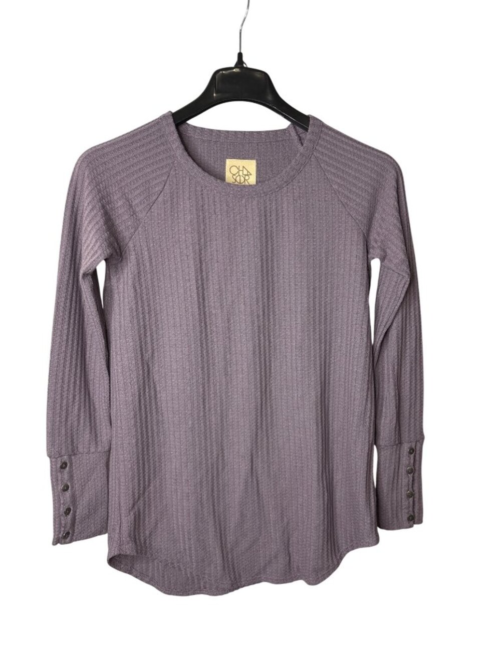 Chaser Womens Thermal Top Size S Oversized Purple Button Cuffs